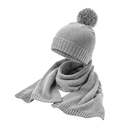 Light Grey Flecked - Back - Beechfield Knitted Scarf & Beanie Set