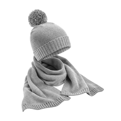 Light Grey Flecked - Front - Beechfield Knitted Scarf & Beanie Set