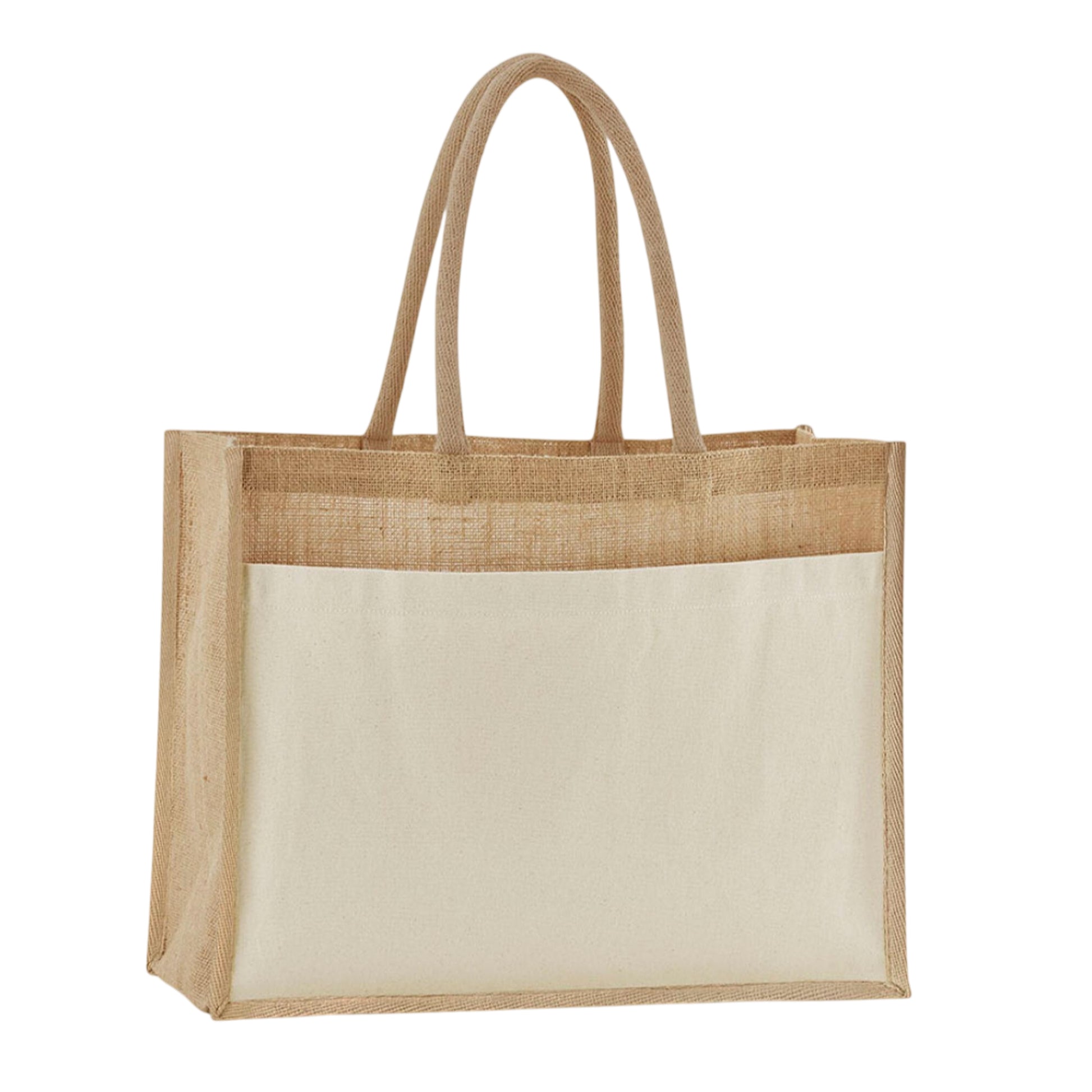 Natural - Front - Westford Mill Starched Jute Cotton Pocket Shopper Bag