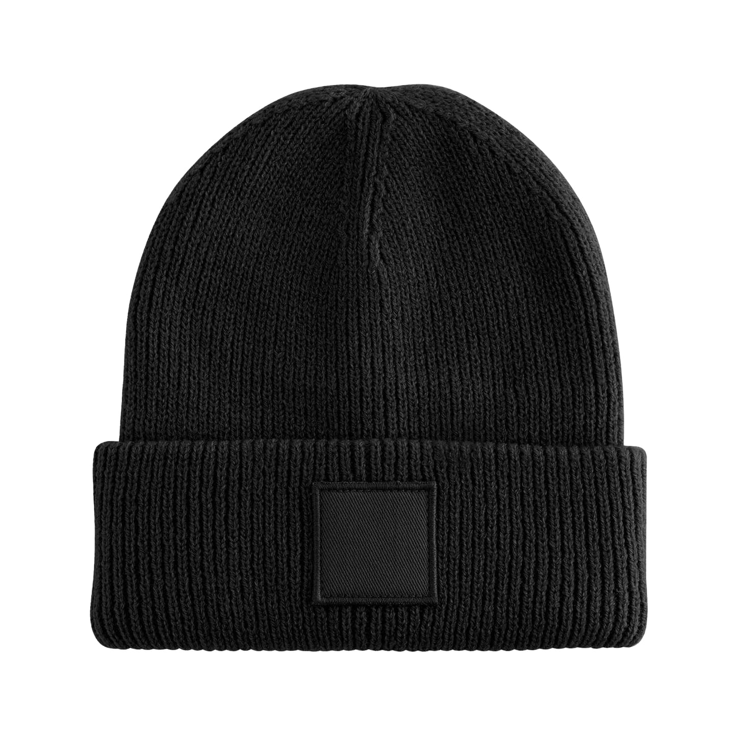 Black - Back - Beechfield Childrens-Kids Tonal Patch Cuffed Beanie