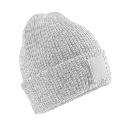 Cloudy Grey - Front - Beechfield Childrens-Kids Tonal Patch Cuffed Beanie
