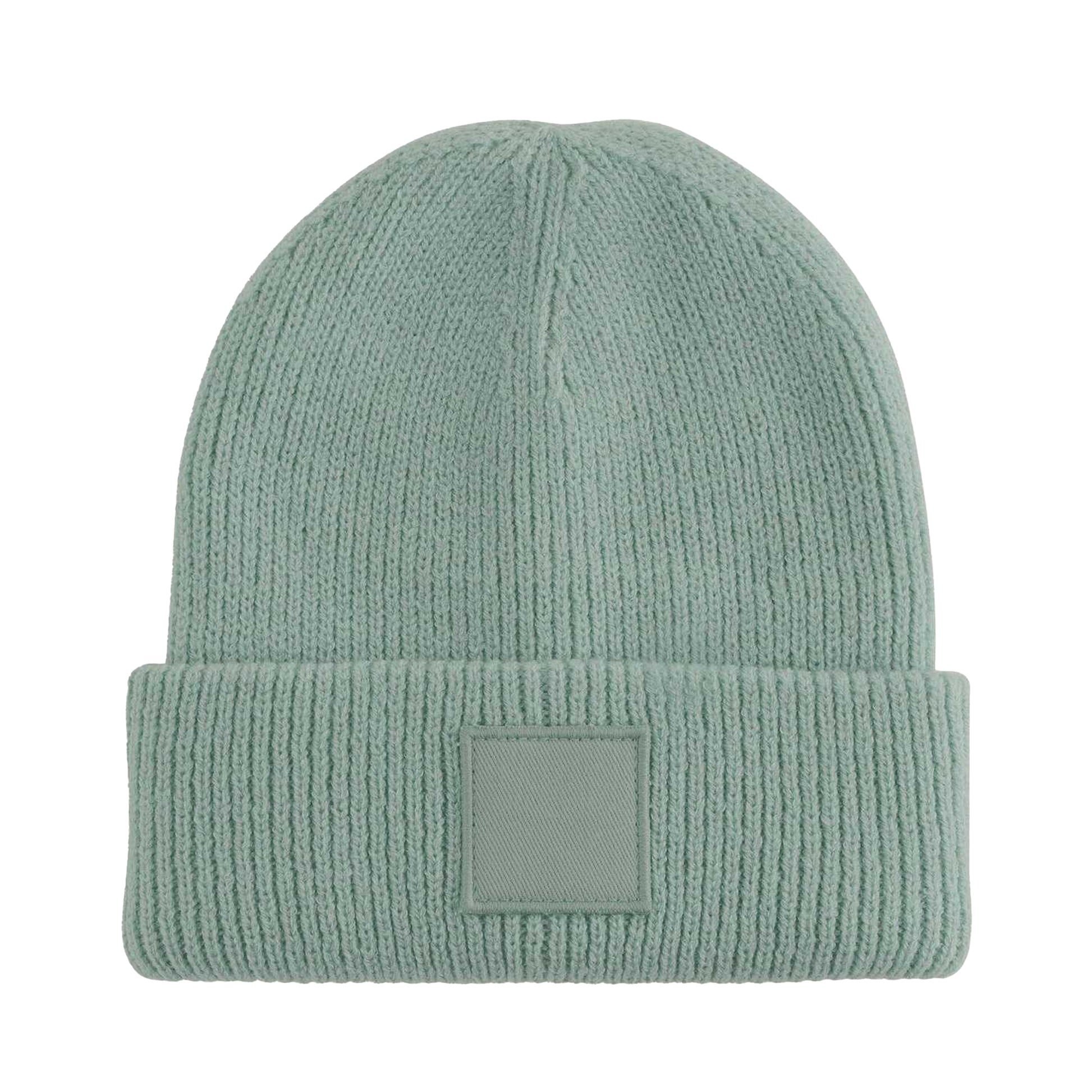 Dusty Green - Back - Beechfield Childrens-Kids Tonal Patch Cuffed Beanie