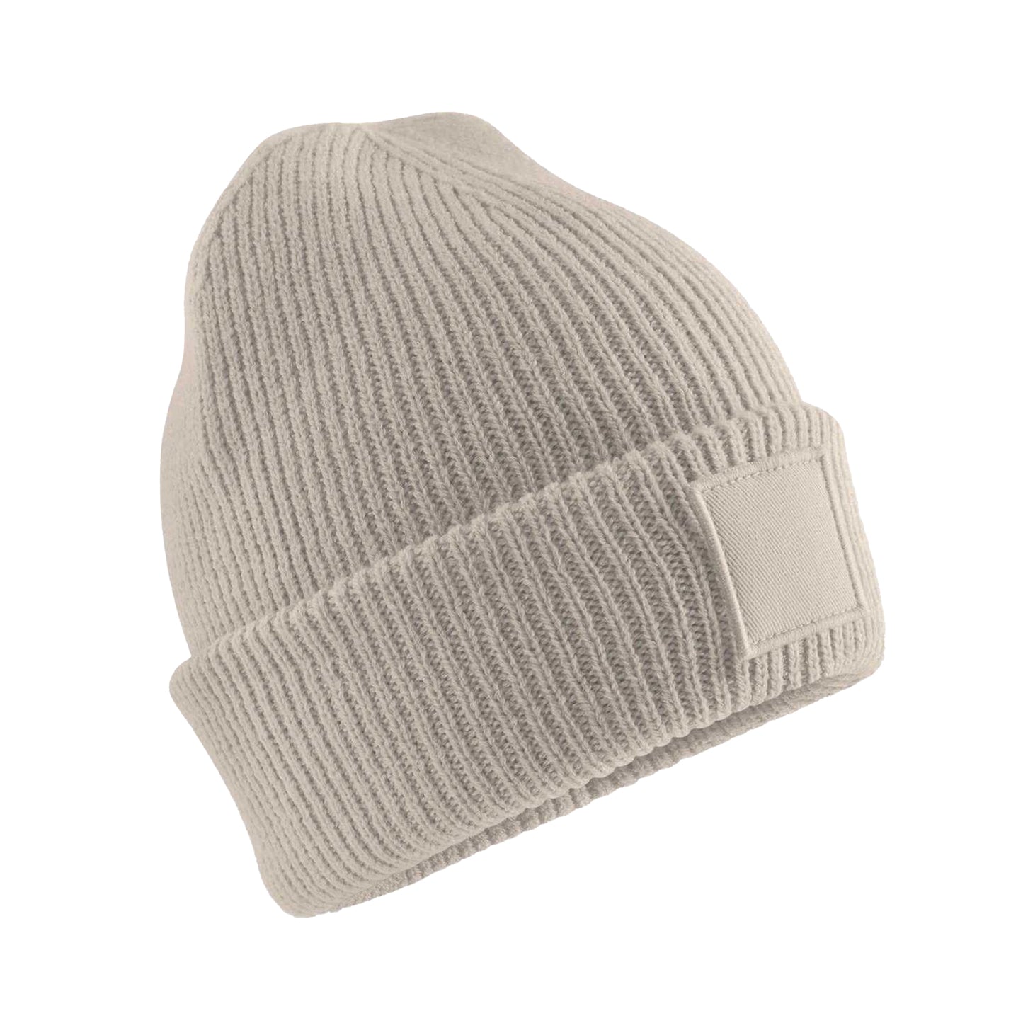 Natural Stone - Front - Beechfield Childrens-Kids Tonal Patch Cuffed Beanie