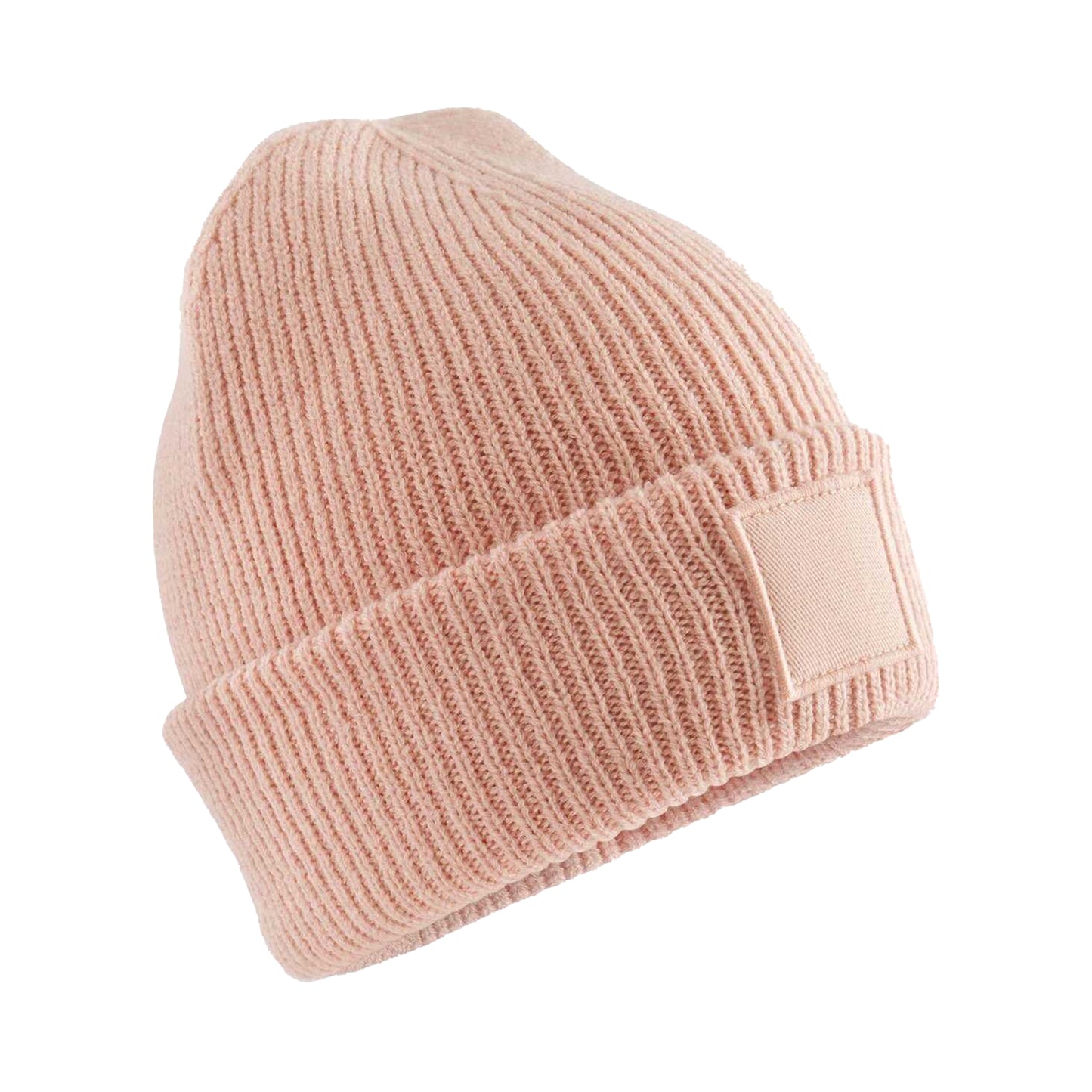 Peach - Front - Beechfield Childrens-Kids Tonal Patch Cuffed Beanie