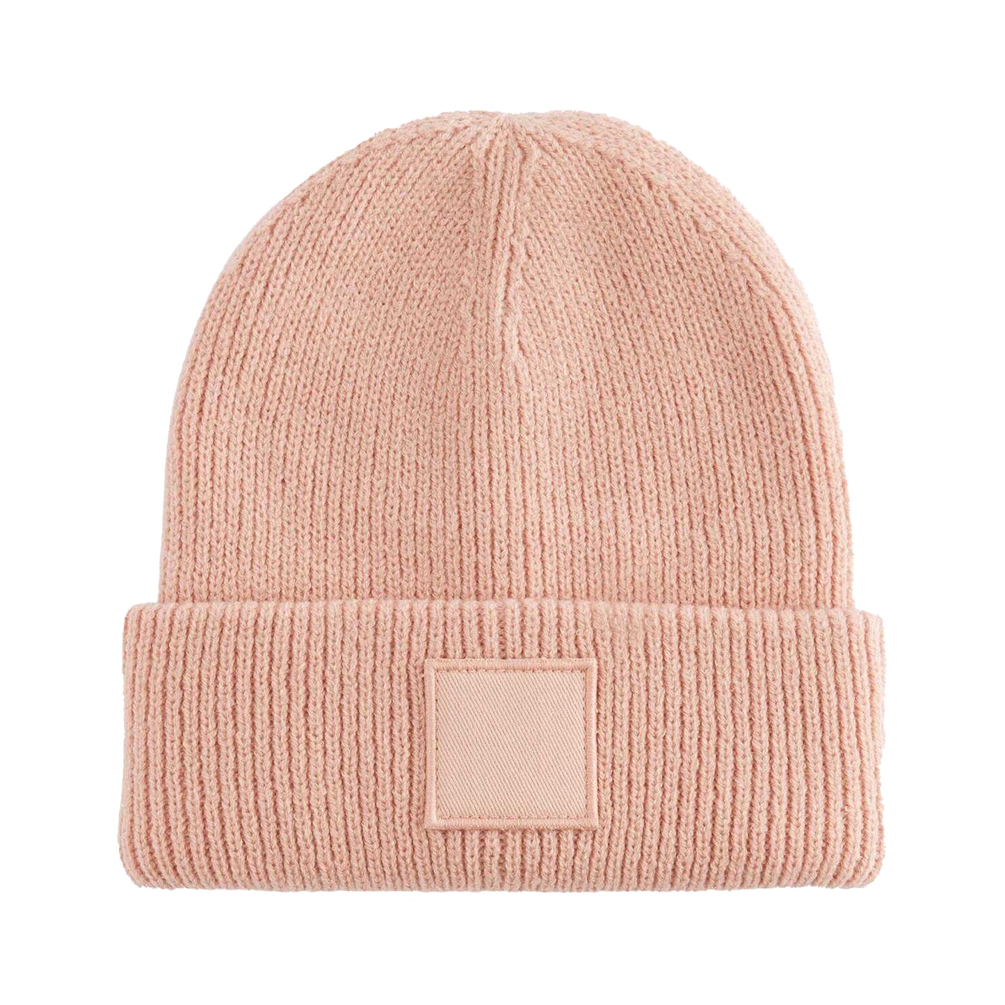 Peach - Back - Beechfield Childrens-Kids Tonal Patch Cuffed Beanie