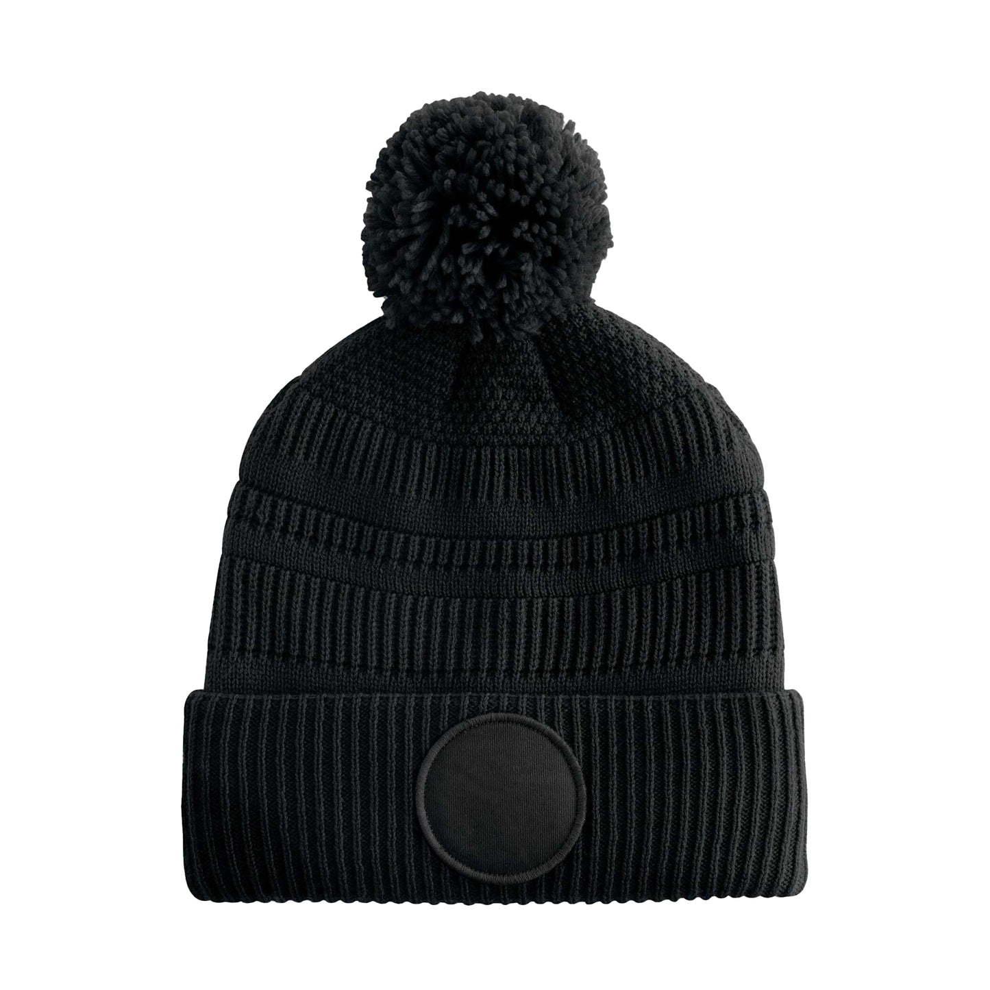 Black - Back - Beechfield Unisex Adult Fan Patch Beanie