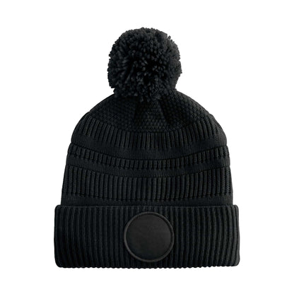 Black - Back - Beechfield Unisex Adult Fan Patch Beanie
