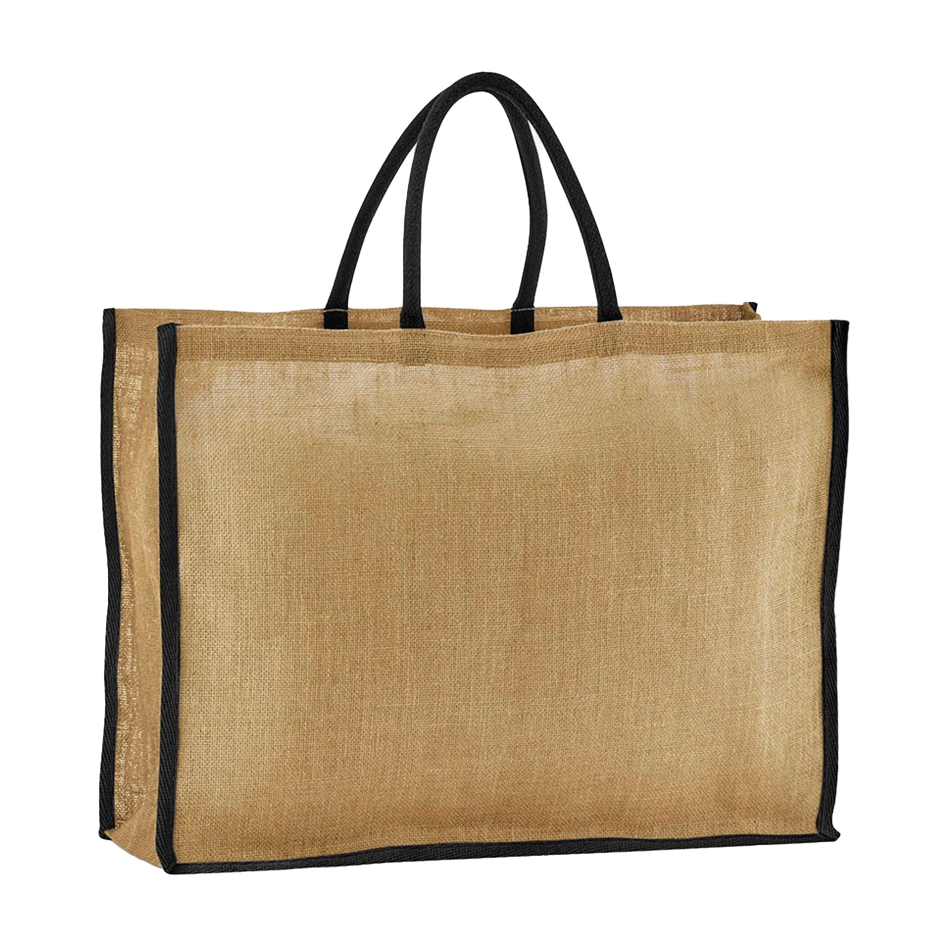 Natural-Black - Front - Westford Mill Market Starched Jute Tote Bag