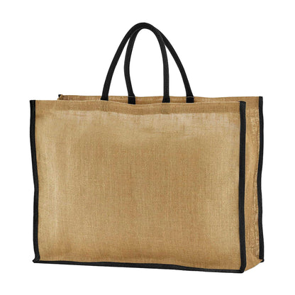 Natural-Black - Back - Westford Mill Market Starched Jute Tote Bag