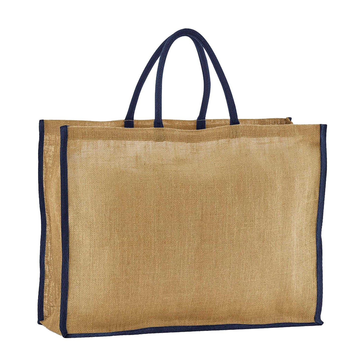 Natural-Navy - Front - Westford Mill Market Starched Jute Tote Bag