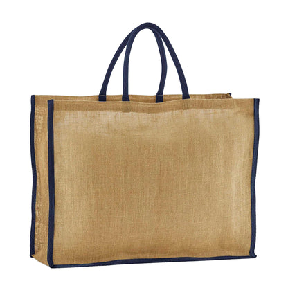 Natural-Navy - Front - Westford Mill Market Starched Jute Tote Bag