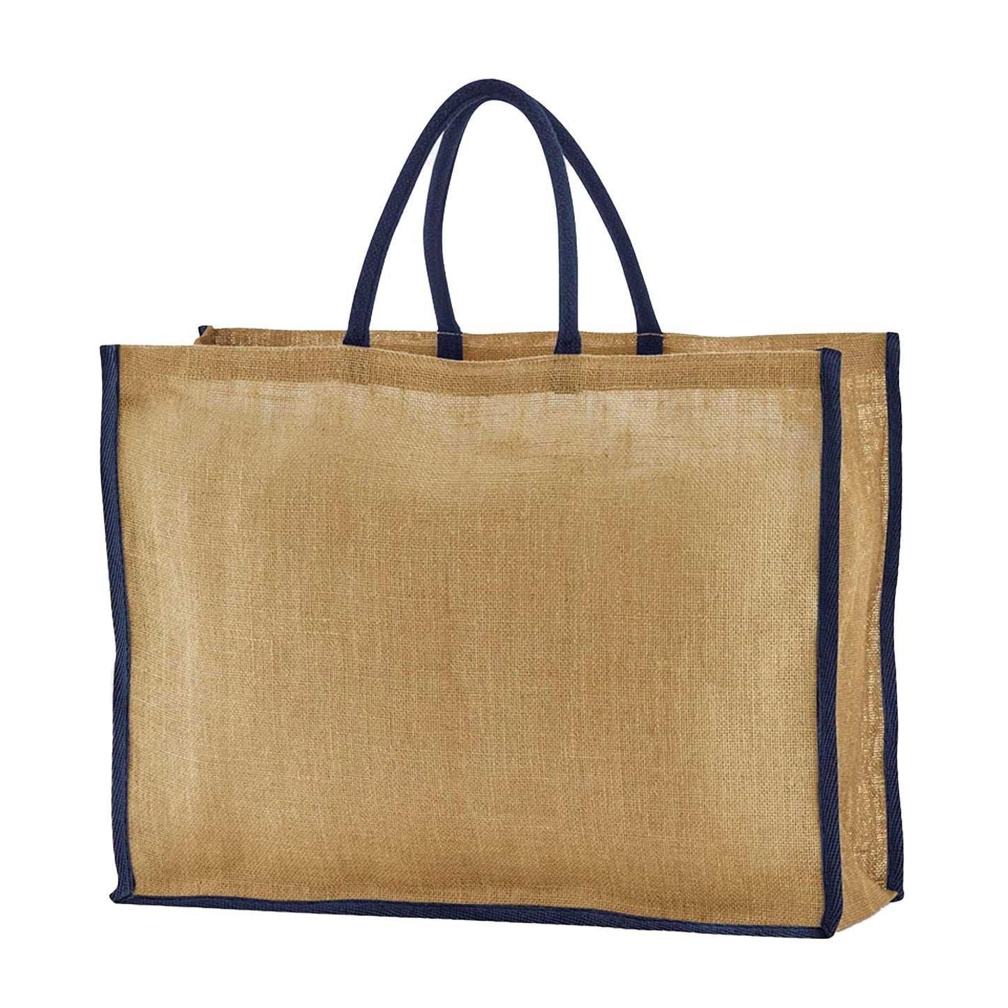Natural-Navy - Back - Westford Mill Market Starched Jute Tote Bag
