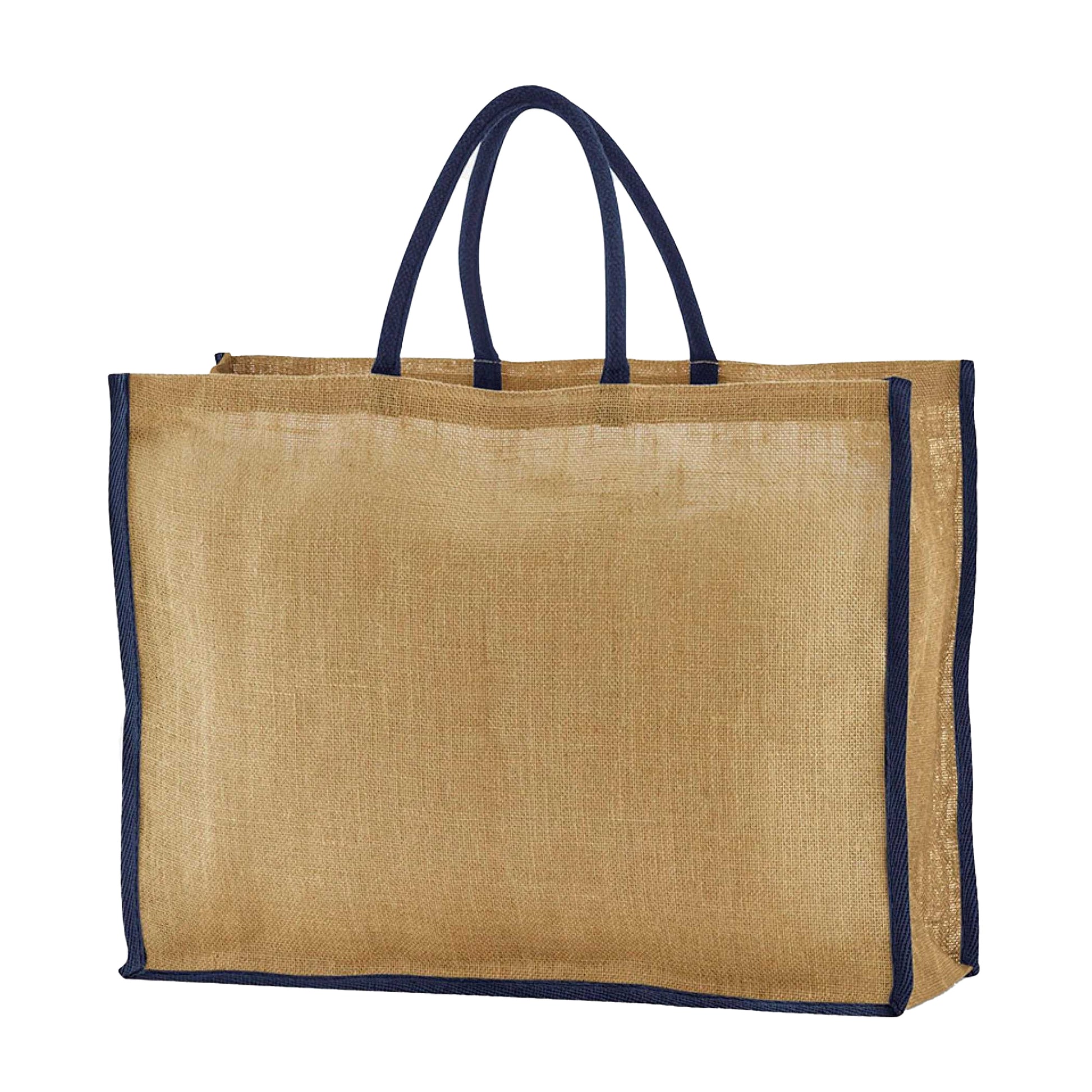 Natural-Navy - Back - Westford Mill Market Starched Jute Tote Bag
