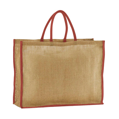 Natural-Orange Dusty - Front - Westford Mill Market Starched Jute Tote Bag