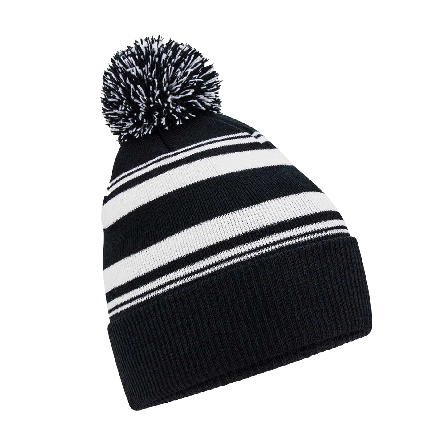 Black-White - Front - Beechfield Unisex Adult Fan Striped Beanie