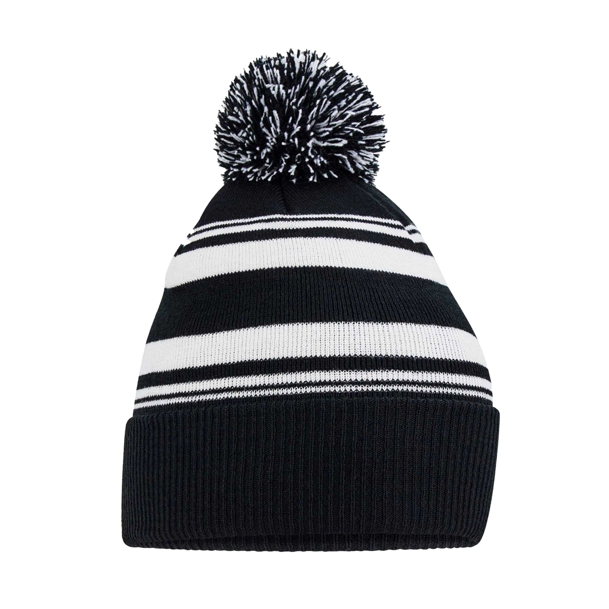 Black-White - Back - Beechfield Unisex Adult Fan Striped Beanie