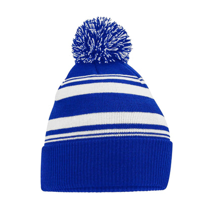 Bright Royal-White - Back - Beechfield Unisex Adult Fan Striped Beanie