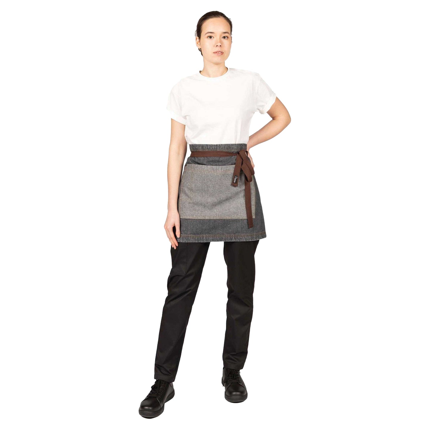 Grey-Black Denim - Back - Dennys Unisex Adult Cotton Waist Apron