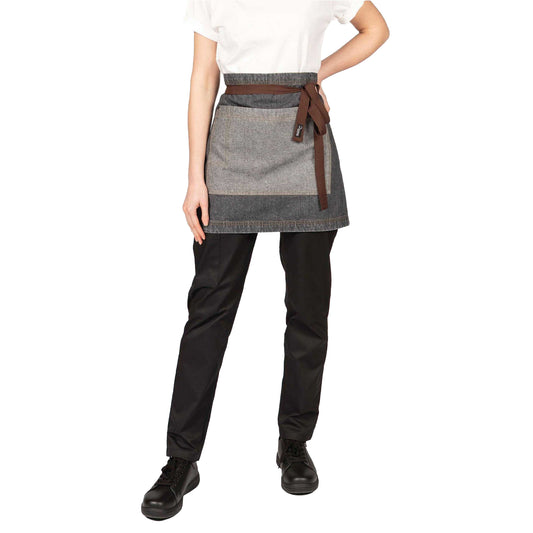 Grey-Black Denim - Front - Dennys Unisex Adult Cotton Waist Apron