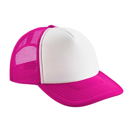 Fuchsia-White - Front - Beechfield Childrens-Kids Vintage Snapback Trucker Cap