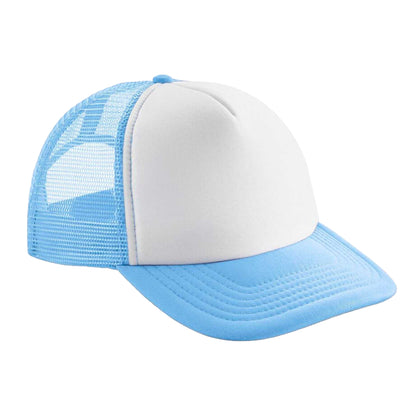 Sky-White - Front - Beechfield Childrens-Kids Vintage Snapback Trucker Cap