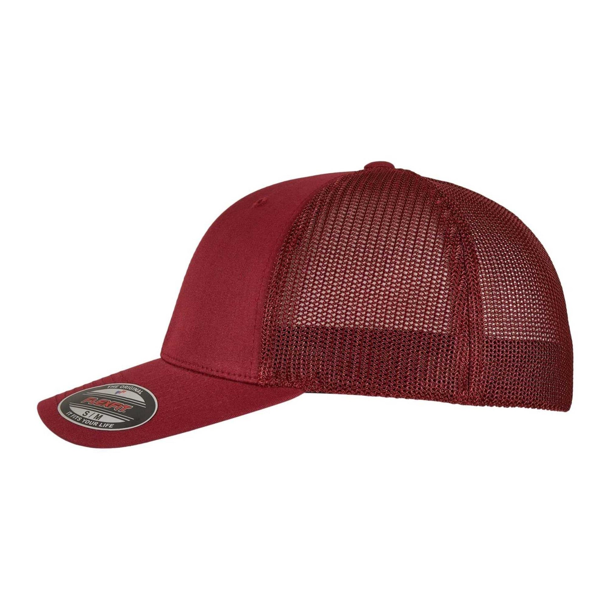 Cranberry - Side - Flexfit Unisex Adult Mesh Trucker Cap