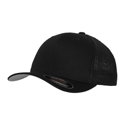 Black - Front - Flexfit Unisex Adult Mesh Trucker Cap