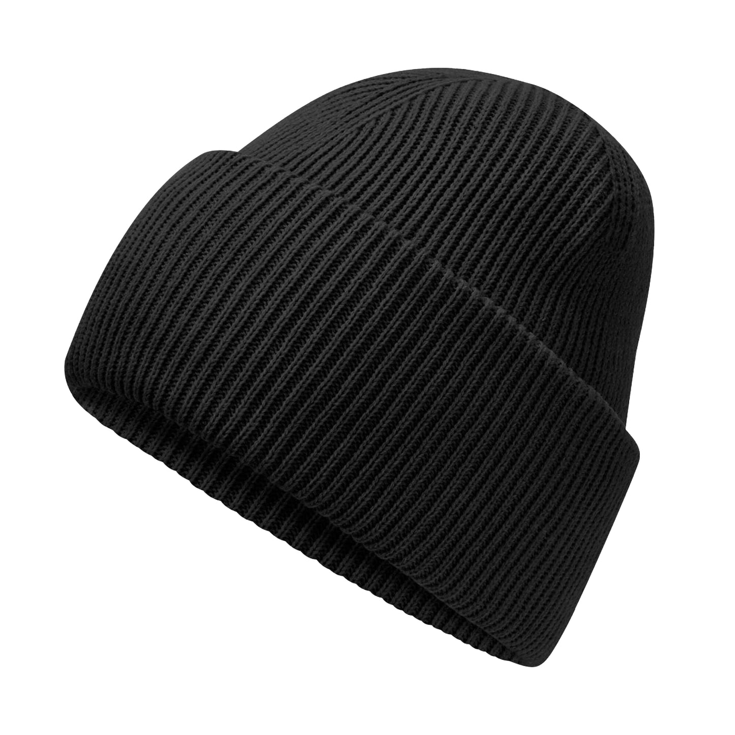 Black - Back - Beechfield Unisex Adult Classic Deep Cuffed Beanie