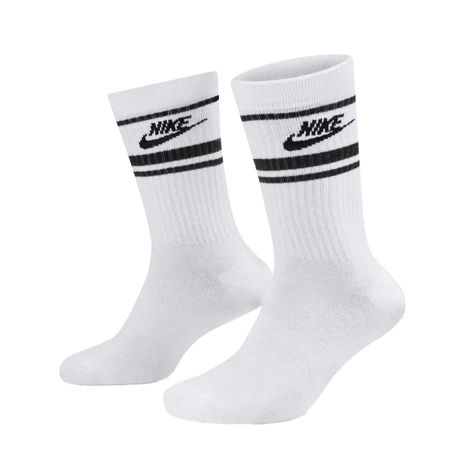 White-Black - Front - Nike Unisex Adult Sportswear Essential Everyday Crew Socks (Pack of 3)