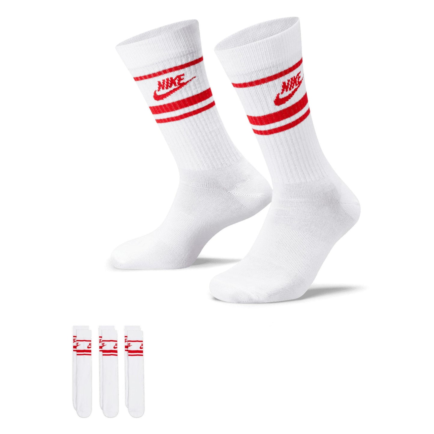 White-Royal Blue - Front - Nike Unisex Adult Sportswear Essential Everyday Crew Socks (Pack of 3)