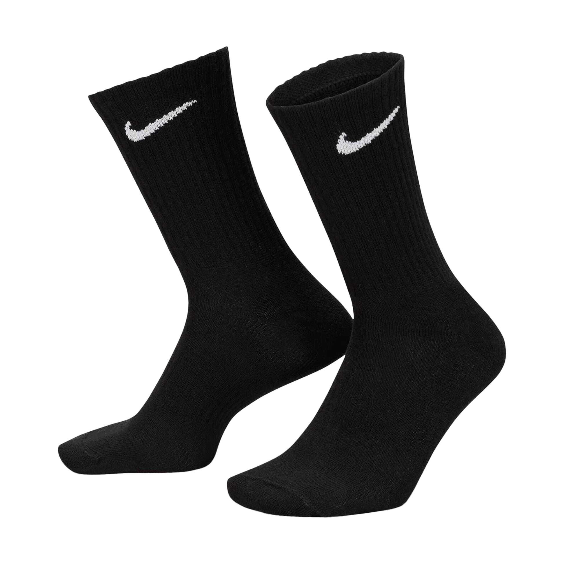 Black - Side - Nike Unisex Adult Lightweight Everyday Crew Socks (Pack of 3)