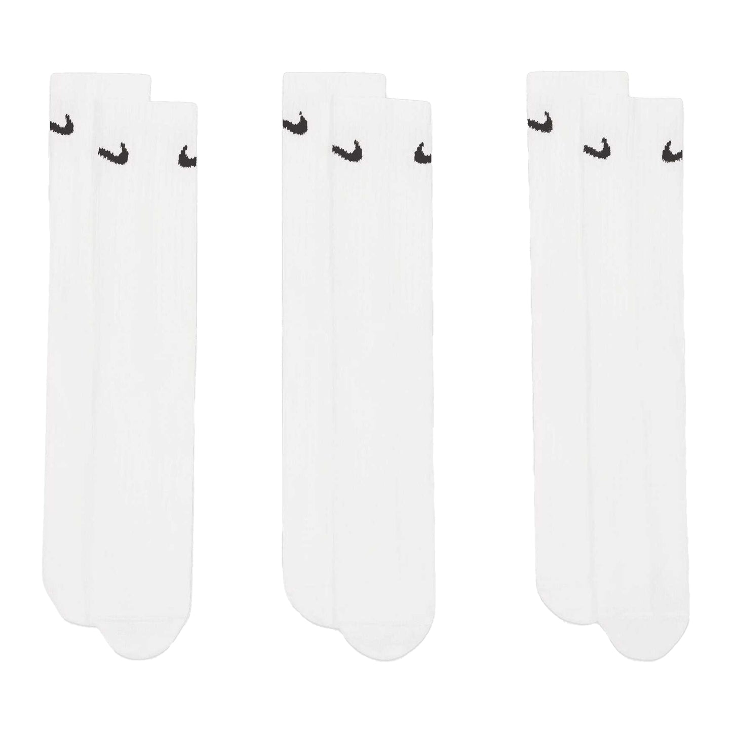 White - Front - Nike Unisex Adult Lightweight Everyday Crew Socks (Pack of 3)