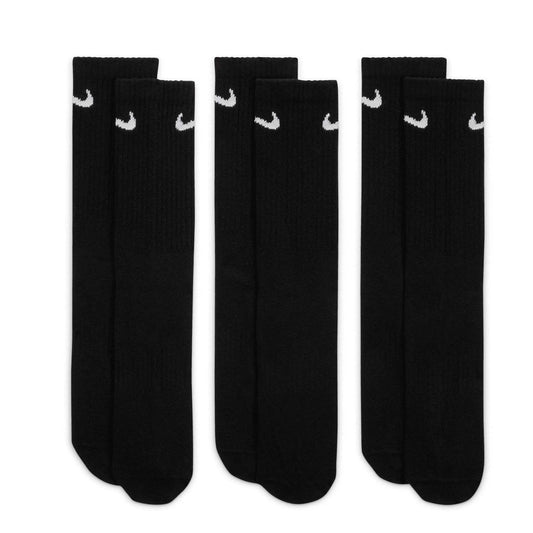 Black - Front - Nike Unisex Adult Lightweight Everyday Crew Socks (Pack of 3)