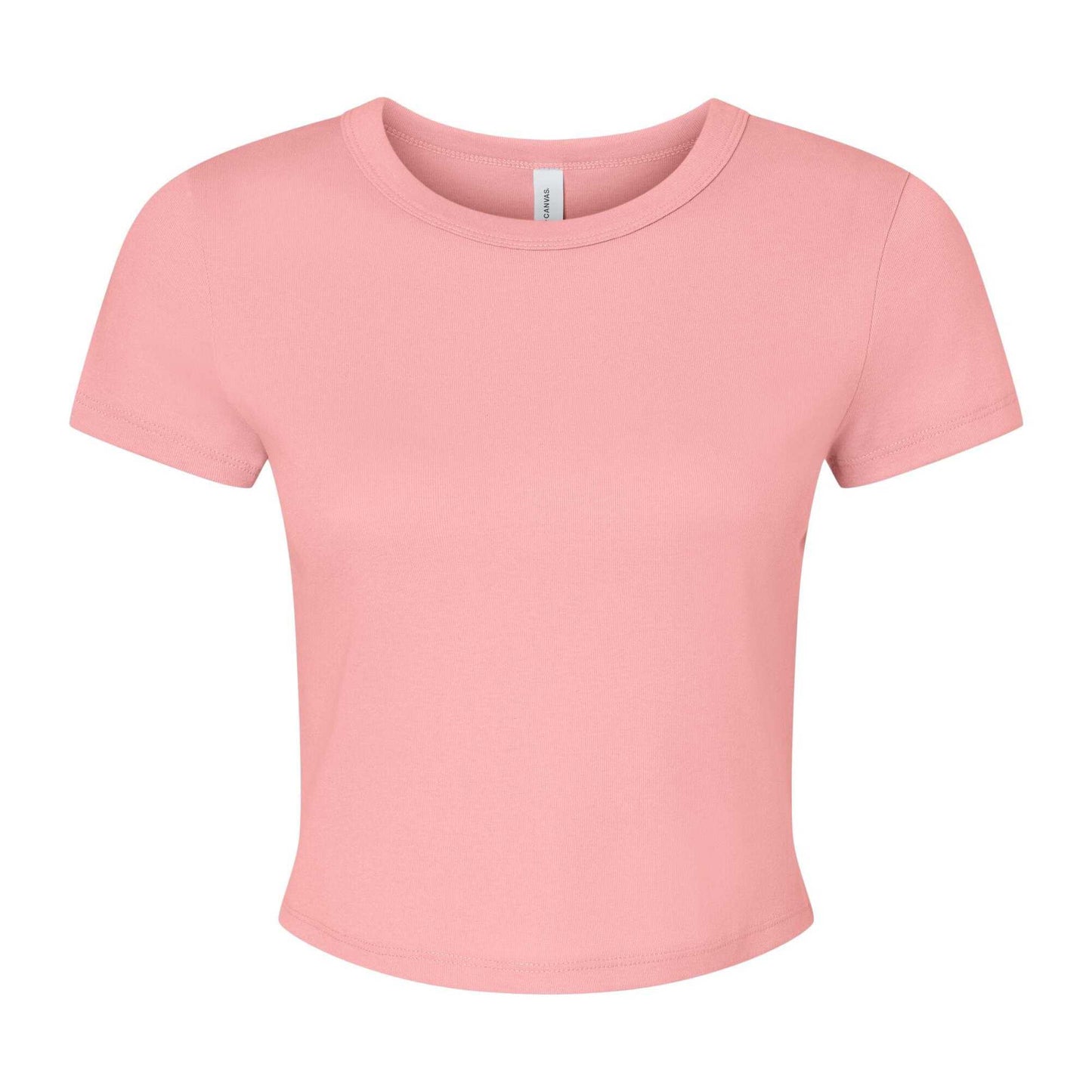 Solid Pink - Front - Bella + Canvas Womens-Ladies Baby Micro-Rib T-Shirt