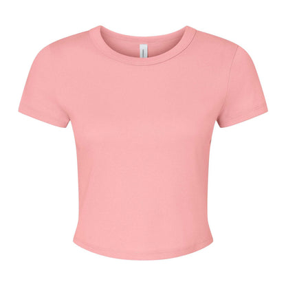 Solid Pink - Front - Bella + Canvas Womens-Ladies Baby Micro-Rib T-Shirt