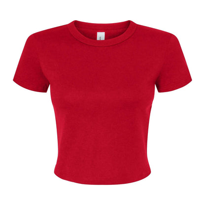 Solid Red - Front - Bella + Canvas Womens-Ladies Baby Micro-Rib T-Shirt