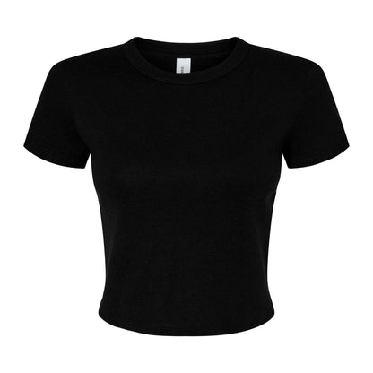 Solid Black - Front - Bella + Canvas Womens-Ladies Baby Micro-Rib T-Shirt