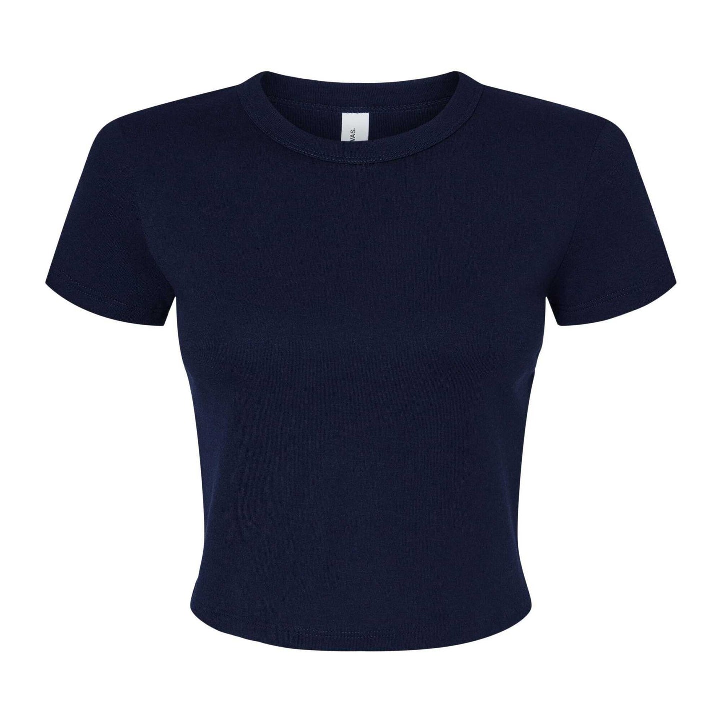Solid Navy - Front - Bella + Canvas Womens-Ladies Baby Micro-Rib T-Shirt