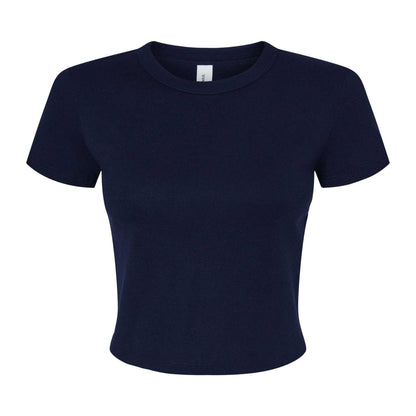 Solid Navy - Front - Bella + Canvas Womens-Ladies Baby Micro-Rib T-Shirt