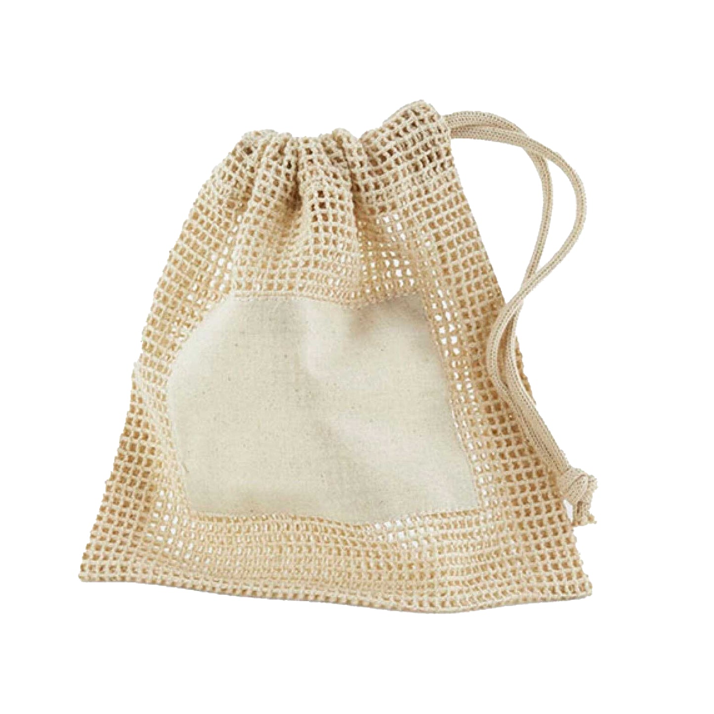 Natural - Front - Westford Mill Mesh Drawstring Bag