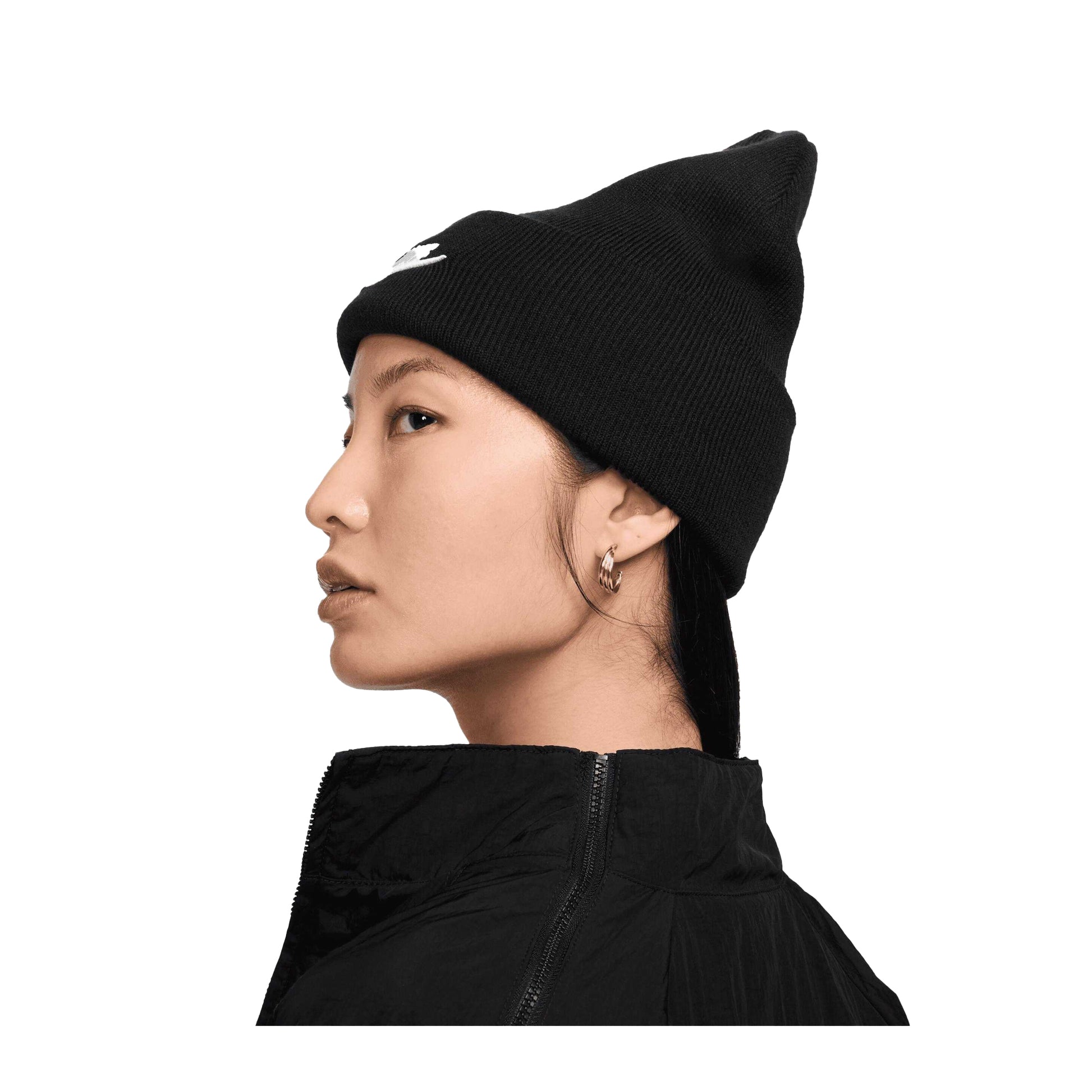 Black-White - Side - Nike Unisex Adult Futura Peak Beanie