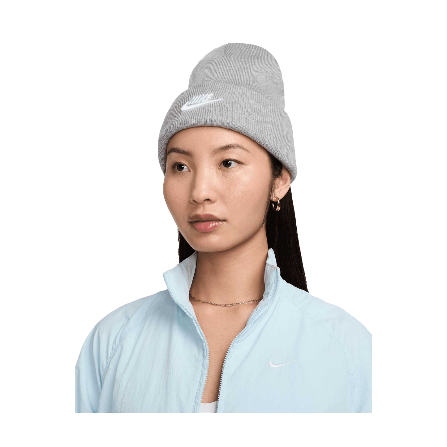 Dark Grey Heather-White - Front - Nike Unisex Adult Futura Peak Beanie
