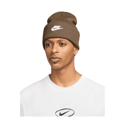 Mosswood brown-White - Front - Nike Unisex Adult Futura Peak Beanie