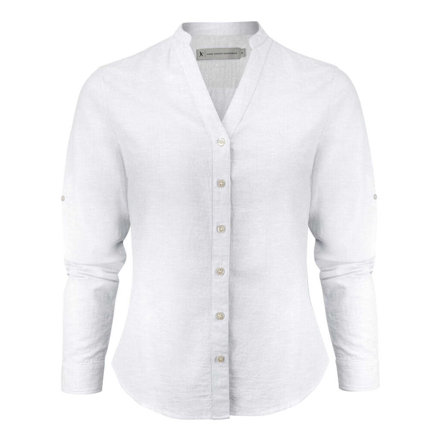 White - Front - James Harvest Womens-Ladies Townsend Shirt