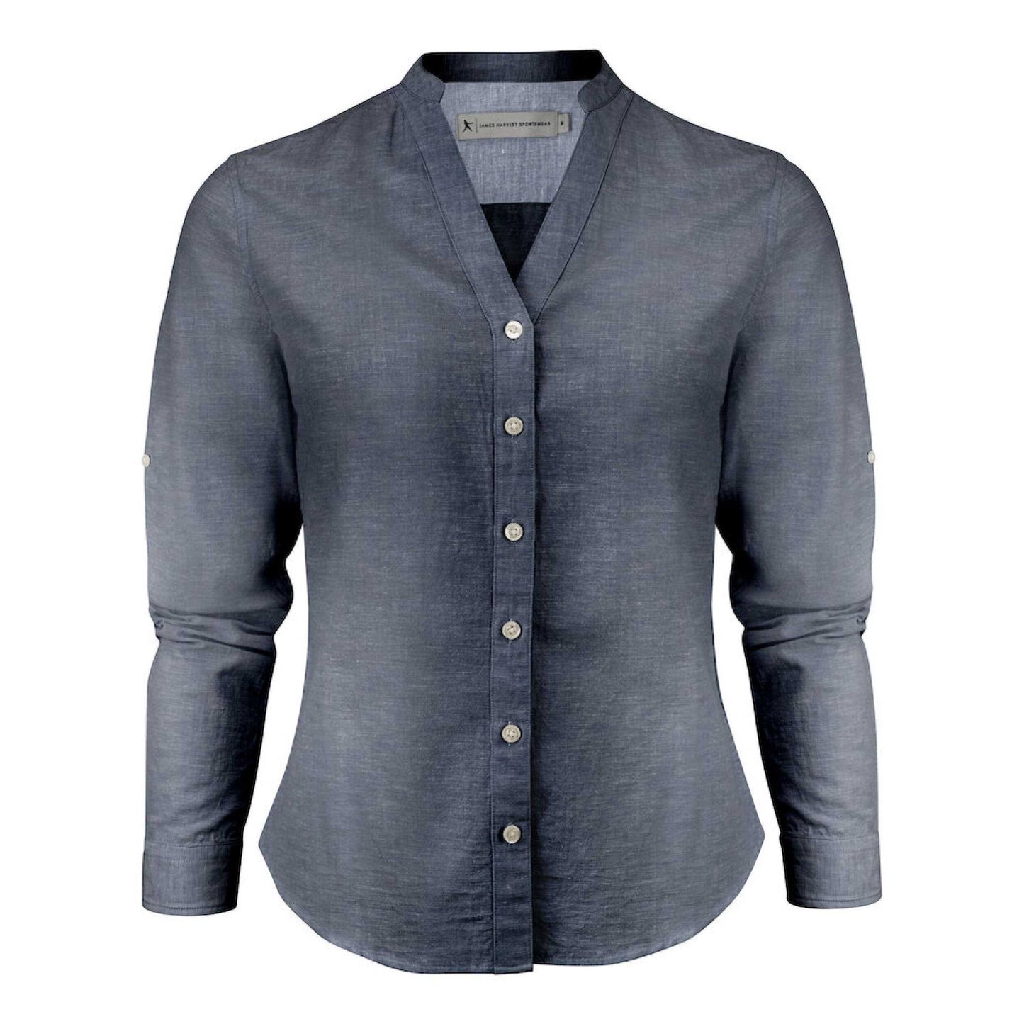 Navy - Front - James Harvest Womens-Ladies Townsend Shirt