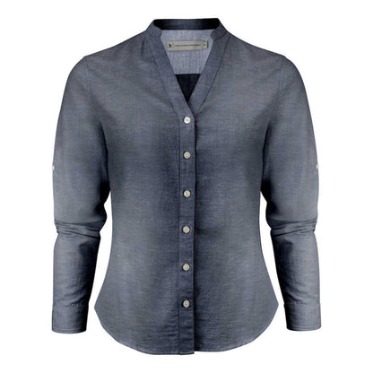 Navy - Front - James Harvest Womens-Ladies Townsend Shirt