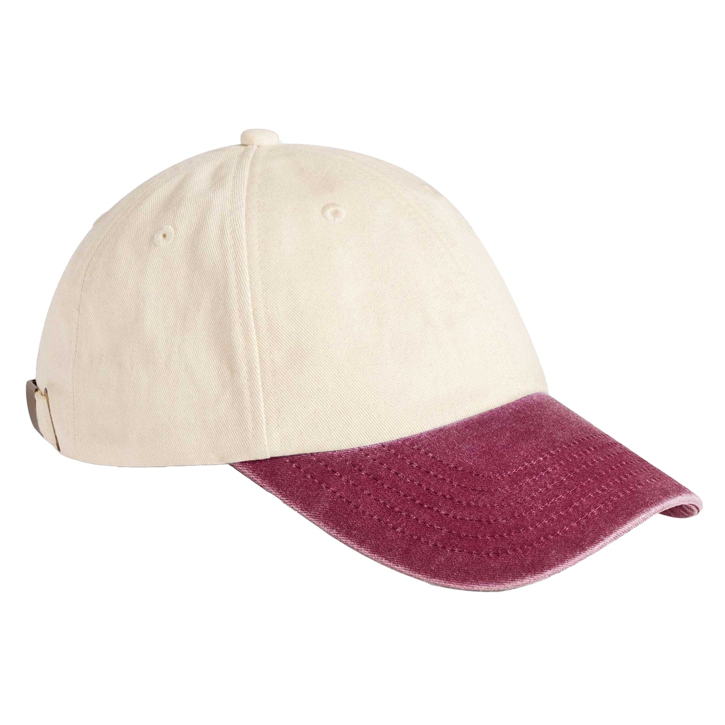 Natural-Vintage Red - Front - Beechfield Unisex Adult Vintage Low Profile Baseball Cap