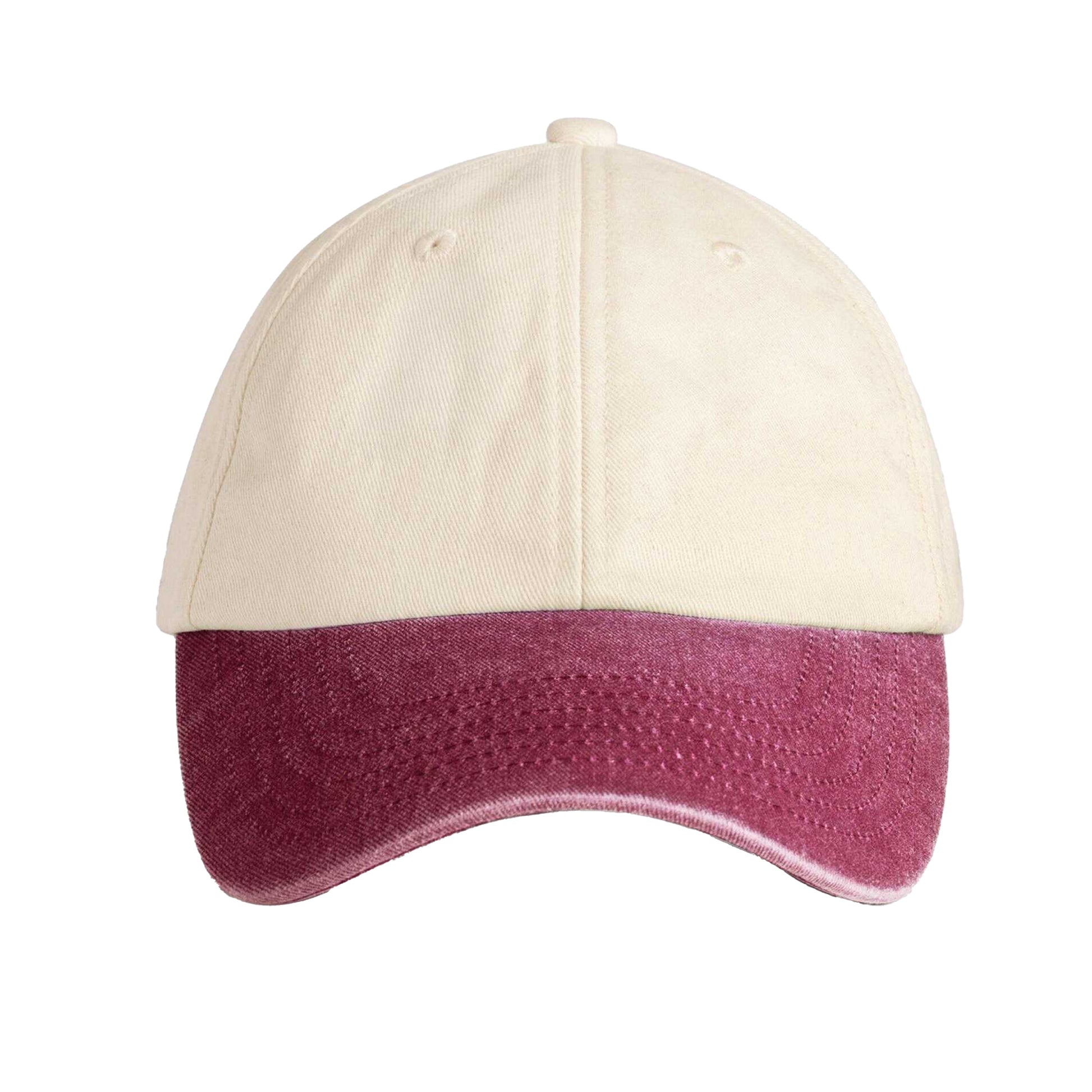 Natural-Vintage Red - Side - Beechfield Unisex Adult Vintage Low Profile Baseball Cap