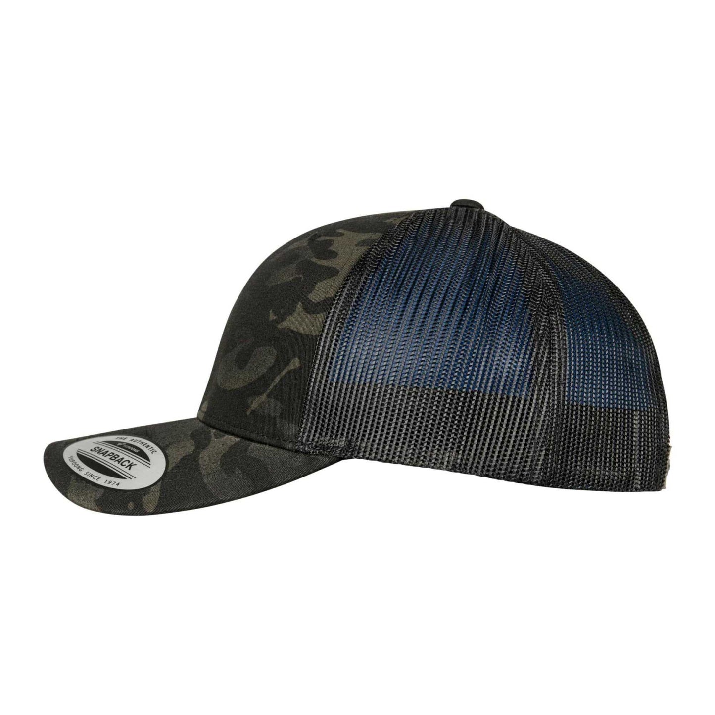 Black Multicam - Side - Flexfit Unisex Adult Retro Camo Trucker Cap