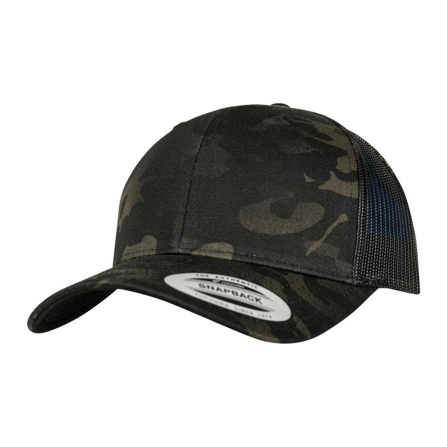 Black Multicam - Front - Flexfit Unisex Adult Retro Camo Trucker Cap